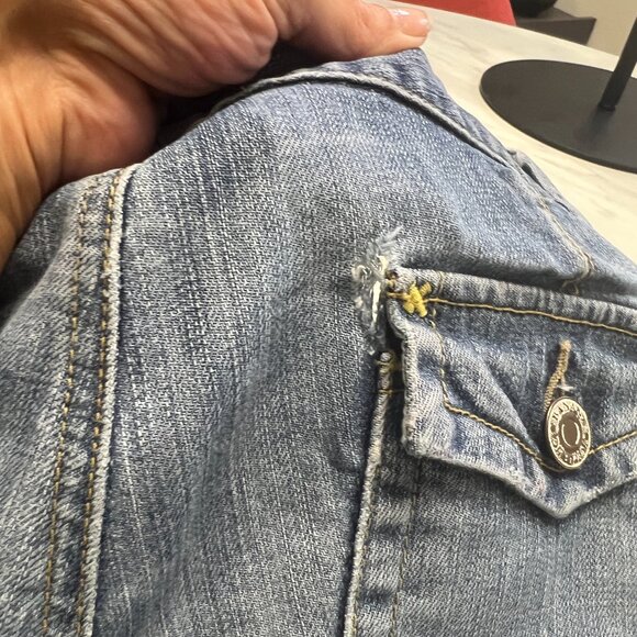 Banana Republic Jeans Double Buttons, Flap Pockets, Wide Leg - yellow accents 4 - Picture 9 of 11